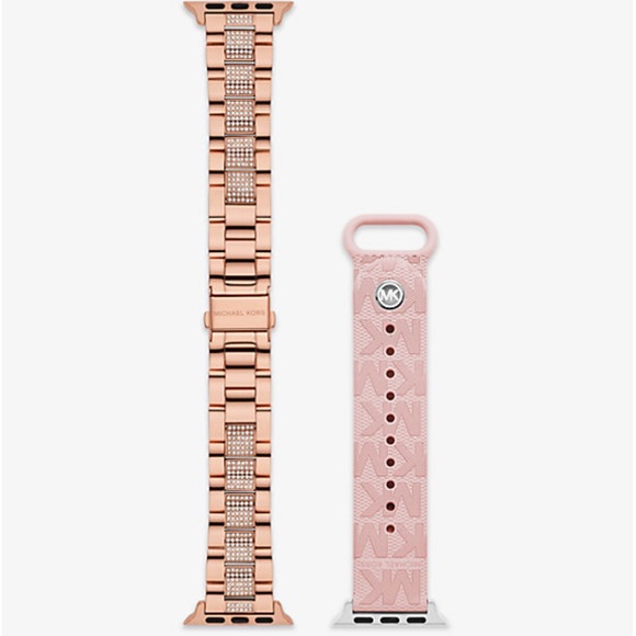 Michael Kors Pavé Rose Gold-Tone and Logo Strap for Apple Watch® Gift Set NWT - Picture 5 of 11